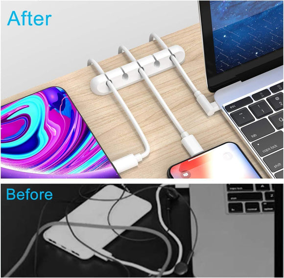 3 Pack White Silicone Cable Clips Self-Adhesive Cord Organizer Cable Management Holders for Desk Home Office