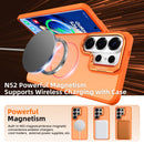 Samsung Galaxy S26 Ultra Case with Lens Kickstand, Support Wireless Charging, Military-Grade Shockproof Protection Slim Magnetic Case, Orange-3