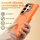 Samsung Galaxy S26 Ultra Case with Lens Kickstand, Support Wireless Charging, Military-Grade Shockproof Protection Slim Magnetic Case, Orange-5