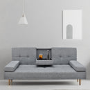 Casa Decor Mendoza 2 in 1 Sofa Bed Couch Grey Pull Down Cupholder 3 Seats Futon-2