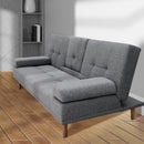 Casa Decor Mendoza 2 in 1 Sofa Bed Couch Grey Pull Down Cupholder 3 Seats Futon-11