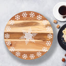Bread and Butter 18 Inch Print Wooden Lazy Susan Tray - White Snowflake-3