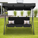 Milano Outdoor Swing Bench Seat Chair Canopy Furniture 3 Seater Garden Hammock - Black-2