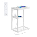 Bedside Table with Power - Chic Look, White-1
