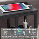 E-Shaped Sofa Side Table with Power Board, Black-4