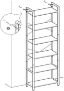 6-Tier Storage Rack with Industrial Style Steel Frame  Rustic Brown and Black, 186 cm High-8
