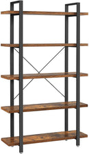 Bookshelf 5-Tier Industrial Stable Bookcase Rustic Brown and Black-1
