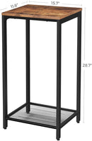 Rustic Brown Side Table with Mesh Shelf-7