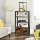 Floor-Standing Storage Cabinet and Cupboard with 2 Louvred Doors and 3 Shelves, Rustic Brown-4