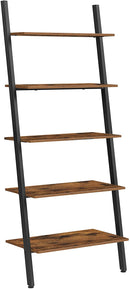 5-Tier Bookshelf Rack, Rustic Brown and Black-1