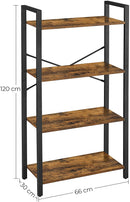 4-Tier  Storage Rack with Steel Frame, 120 cm High, Rustic Brown and Black-5