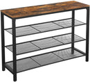 Shoe Rack with 3 Mesh Shelves Rustic Brown and Black-1