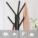 Black Coat Rack Stand Industrial Style 2 Shelves Clothes-6