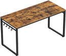 Home Office Desk with 8 Hooks 140 x 60 x 75 cm Rustic Brown and Black-1