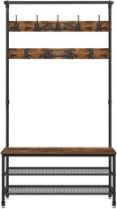 Coat Rack Stand with 9 Hooks and Shoe Rack with Industrial Style Sturdy Steel Frame-9