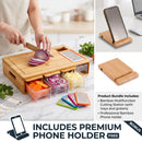 Large Bamboo Cutting Board and 4 Containers with Mobile Holder gift included for Home Kitchen-7