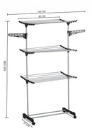 Folding 3 Tier Clothes Laundry Drying Rack with Stainless Steel Tubes for Indoor & Outdoor Home-9