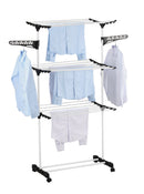 CARLA HOME Folding 3 Tier Clothes Laundry Drying Rack with Stainless Steel Tubes for Indoor & Outdoor Home-1