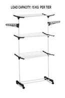 CARLA HOME Folding 3 Tier Clothes Laundry Drying Rack with Stainless Steel Tubes for Indoor & Outdoor Home-5