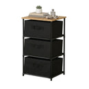 CARLA HOME 3 Drawer Fabric Storage Dresser - Steel Frame - Black - Storage Rack - Rustic-1