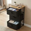 CARLA HOME 3 Drawer Fabric Storage Dresser - Steel Frame - Black - Storage Rack - Rustic-2