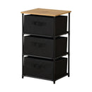 CARLA HOME 3 Drawer Fabric Storage Dresser - Steel Frame - Black - Storage Rack - Rustic-10