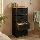 CARLA HOME 4 Drawer Fabric Storage Dresser - Steel Frame - Black - Storage Rack - Rustic-2