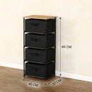 CARLA HOME 4 Drawer Fabric Storage Dresser - Steel Frame - Black - Storage Rack - Rustic-4