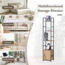 CARLA HOME 5 Tier Bookshelf with Cabinet - Brown - Storage Cabinet - Rustic - Steel-4