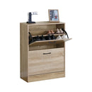 CARLA HOME 2 Flip Drawer Shoe Cabinet - Hidden Storage - Modern - Shoe Storage Cabinet - Oak-1
