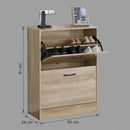 CARLA HOME 2 Flip Drawer Shoe Cabinet - Hidden Storage - Modern - Shoe Storage Cabinet - Oak-3