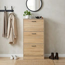 CARLA HOME 3 Flip Drawer Shoe Cabinet - Hidden Storage - Modern - Shoe Storage Cabinet - Oak-5
