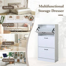 CARLA HOME 3 Flip Drawer Shoe Cabinet - Hidden Storage - Modern - Shoe Storage Cabinet - White-4