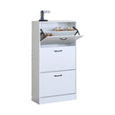 CARLA HOME 3 Flip Drawer Shoe Cabinet - Hidden Storage - Modern - Shoe Storage Cabinet - White-9