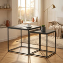CARLA HOME Nesting Side Table Set of 2 - Black Steel Frame - Classic - Tables Living Room-2