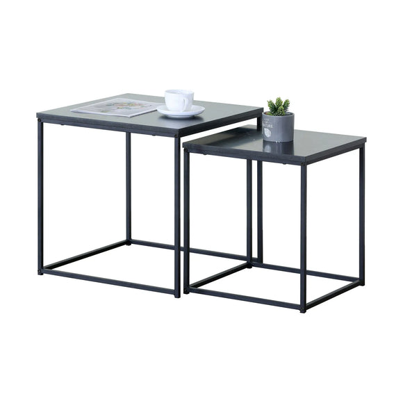 CARLA HOME Nesting Side Table Set of 2 - Black Steel Frame - Classic - Tables Living Room