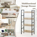 CARLA HOME 4 Tier Bookshelf - Wood Metal Display Shelf - Brown - Rustic - Steel - Living Room Office-4