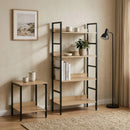 CARLA HOME 4 Tier Bookshelf - Wood Metal Display Shelf - Brown - Rustic - Steel - Living Room Office-7