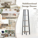 CARLA HOME 5 Tier Corner Shelf - Ladder Bookshelf - Metal Frame - Brown - Rustic-4