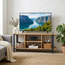CARLA HOME Tv Stand Entertainment Console - Open Shelves - Oak - Brown - Rustic - Steel-2