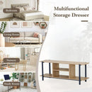CARLA HOME Tv Stand Entertainment Console - Open Shelves - Oak - Brown - Rustic - Steel-4