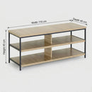 CARLA HOME Tv Stand 3 Tier Open Shelf Entertainment Console - Brown - Rustic - Steel-3