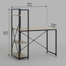 CARLA HOME Computer Desk with 4 Shelf Bookcase - Steel - Brown - Rustic - Office Desk Computer-3