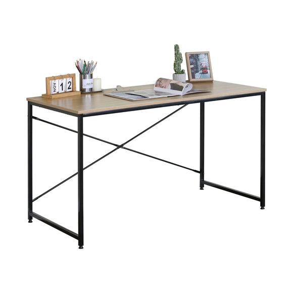 CARLA HOME Office Desk Computer Table - Metal Frame - Oak - 120cm - Brown - Rustic