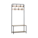 CARLA HOME Hall Tree Coat Rack with Bench - 8 Hooks - Brown - Rustic - Garment Rack-8