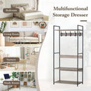 CARLA HOME Freestanding Garment Rack - 5 Hooks 4 Shelves - Brown - Rustic - Steel-4