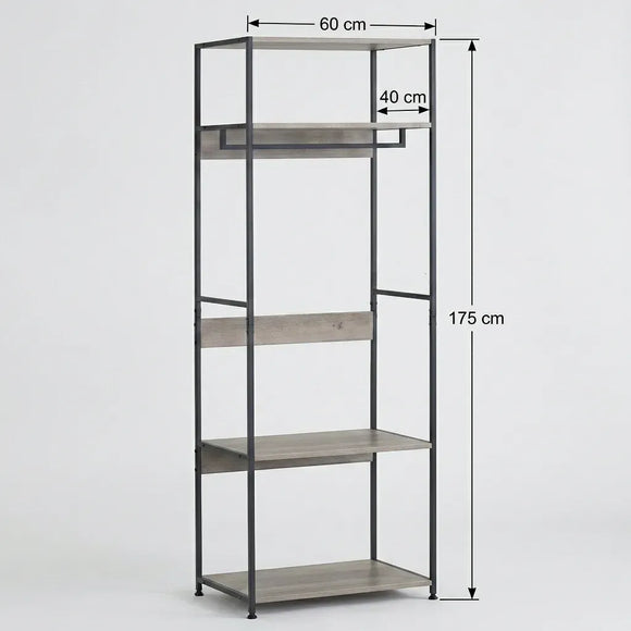 CARLA HOME Freestanding Clothes Rack with Shelves - Grey - 175 cm - Clothing Rack