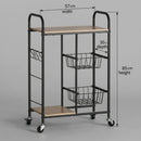 CARLA HOME Kitchen Trolley Cart with Wire Baskets - Brown - Rustic - Steel - Kitchen Rolling Cart-3