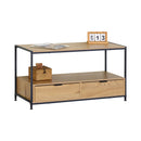 CARLA HOME Coffee Table with 2 Drawers - Open Shelf - Brown - Rustic - Steel - Living Room Bedroom-1