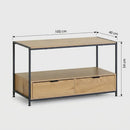 CARLA HOME Coffee Table with 2 Drawers - Open Shelf - Brown - Rustic - Steel - Living Room Bedroom-3